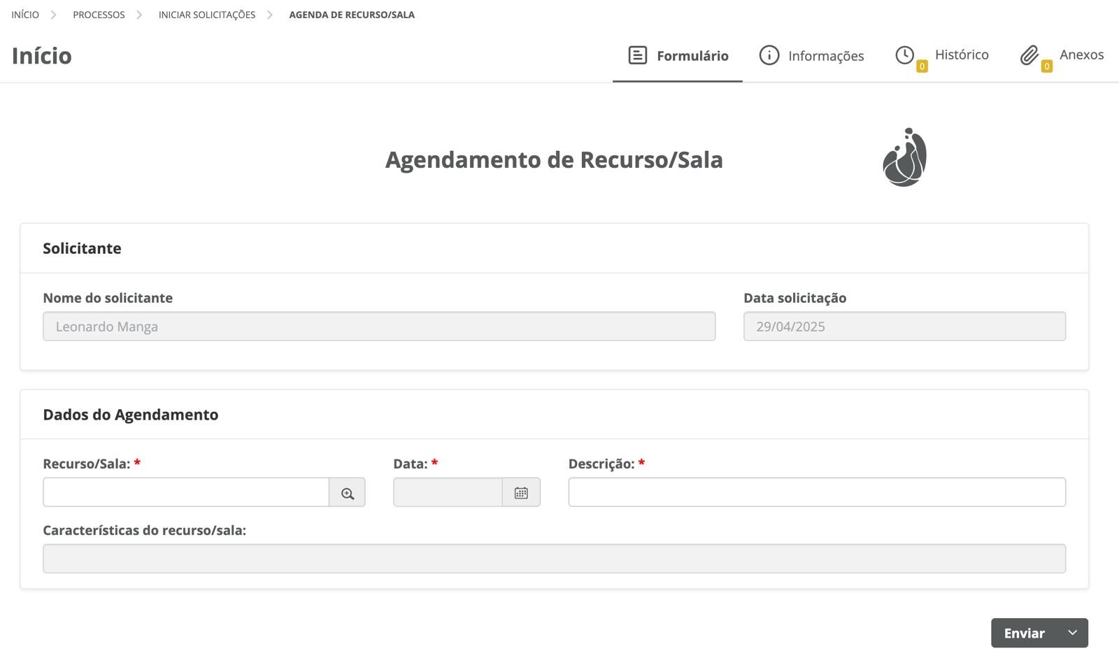 Agendamento de salas e recursos dentro do portal Fluig
