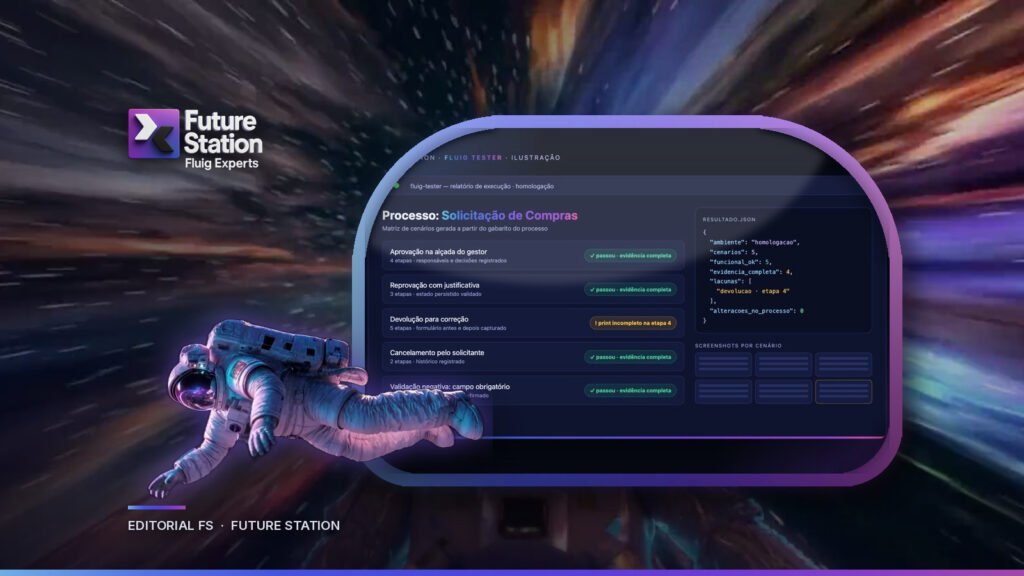 Fluig Tester: a IA que testa processos no Fluig e entrega a prova — capa do artigo | Future Station