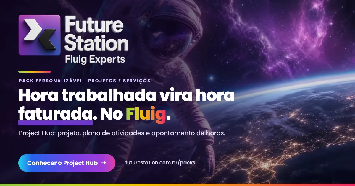 Capa do Project Hub, PACK de projetos e apontamento de horas no Fluig
